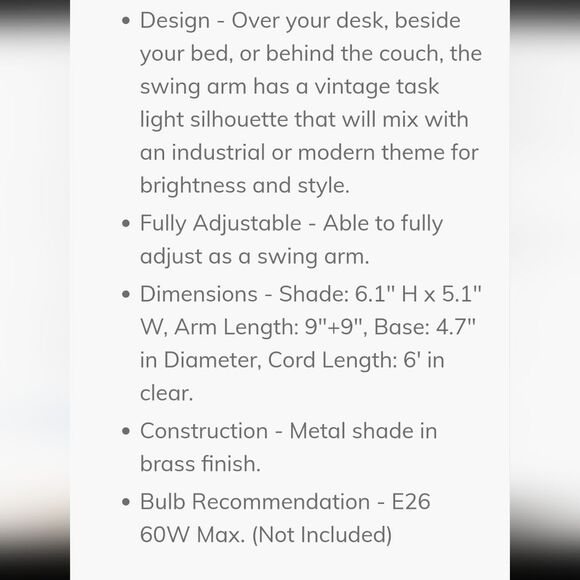 Gold Swing Arm Lamp Set of 2 MCM Adjustable Wall Mounted Sconce Brass Finish - Picture 4 of 6